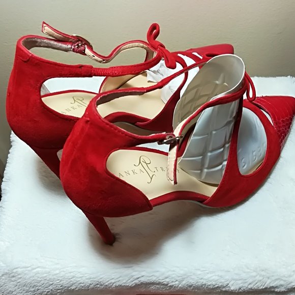 Ivanka Trump Red Suede / Snake pumps - Size 10 B. - Picture 2 of 4